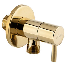 Valvex 1/2" x 3/8" Inch BSP Gold Colour Finished Brass Angled Water Valve Basin Sink