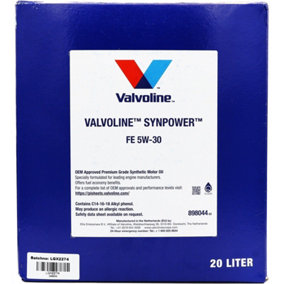 Valvoline Synpower FE 20L Car Engine Oil 20 Litre 5W30 Fully Synthetic 898044