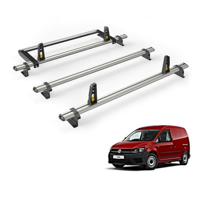 Van Guard VW Caddy (2015-2020) Roof Rack 3 Aluminium Roof Bars, Rear ...