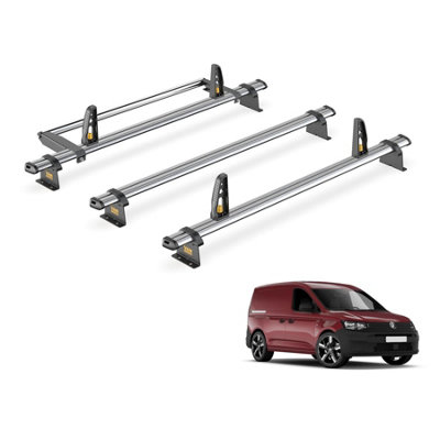 Van Guard VW Caddy (2020+) Roof Rack 3 Steel Roof Bars, Rear Ladder ...