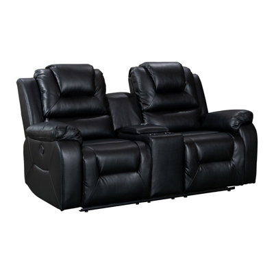 Vancouver 2 Seater Electric Recliner Sofa in Black Leather Aire