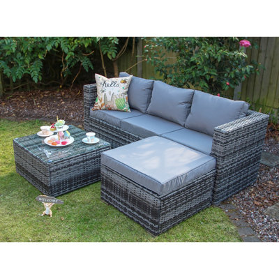 Vancouver 9 seater corner rattan garden set in store grey