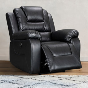 Vancouver Electric Recliner Chair in Black Leather Aire