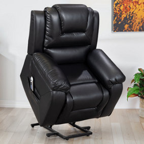 Vancouver Leatheraire Rise Recliner Armchair Electric Lift Chair in Black