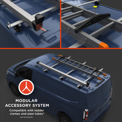 VanDemon Ford Transit Custom (2013-2024) 3 Bar Roof Rack & Ladder ...