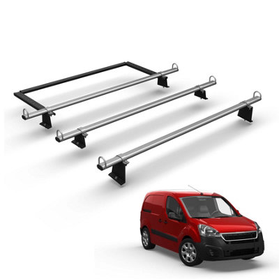 VanDemon Peugeot Partner (2008-2018) 3 Bar Roof Rack & Ladder Roller ...
