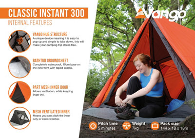 Vango Classic Instant 300 Tent - Orange