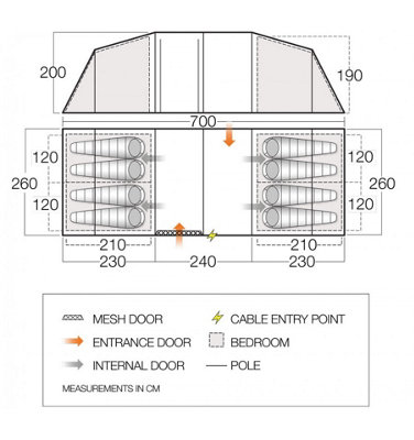 Vango Longleat II 800XL - 8 Berth Family Tunnel Tent Inc. Footprint