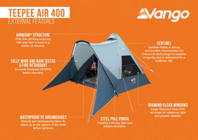 Vango Teepee Air 400 4-Man Tent - Mineral Green