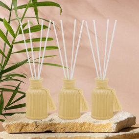 Vanilla & Anise Vintage Ribbed Glass Reed Diffusers Set of 3 Gift Set