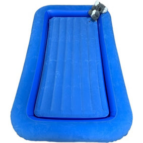 Vanilla Leisure Children's Inflatable Portable Air Bed Blue Flocked with Raised Sides