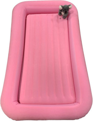 Vanilla Leisure Children's Inflatable Portable Air Bed Pink Flocked with Raised Sides