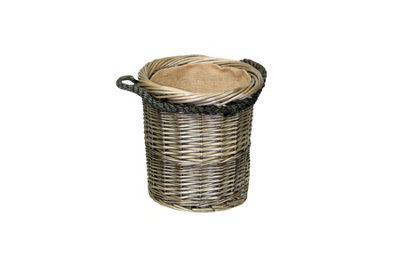 Vanilla Leisure Small Antique Wash Round Rope Handled Log Basket