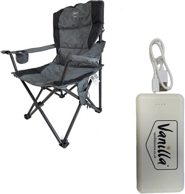 Vanilla Leisure Stromboli Folding Outdoor Heated Camping Chair + 10,000 mAh Power Bank