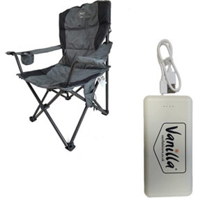 Vanilla Leisure Stromboli Folding Outdoor Heated Camping Chair + 10,000 mAh Power Bank