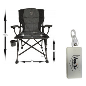 Vanilla Leisure Vesuvius Folding Outdoor Heated Camping Chair + 10,000 mAh Power Bank