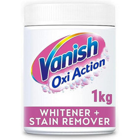 Vanish Fabric Stain Remover, Oxi Action Powder Crystal Whites, 1 kg(white tub)