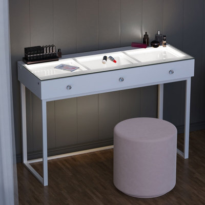 VANITII GLOBAL Dressing Table with 3 Drawers and Lights Hollywood Makeup Vanity Desk
