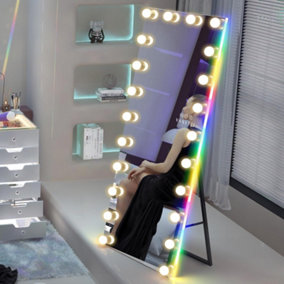 VANITII GLOBAL Hollywood Full Length Mirror with Lights RGB Backlit Light Up Full Body Standing Mirror
