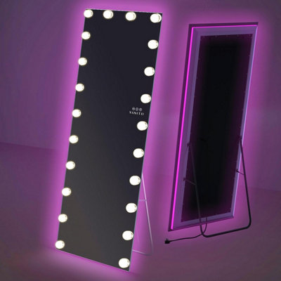 VANITII GLOBAL Hollywood Full Length Mirror with Lights RGB Backlit Light Up Full Body Standing Mirror