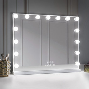 VANITII GLOBAL Hollywood Vanity Make Up Mirror with Lights 15 LED Standing Mirror Wall