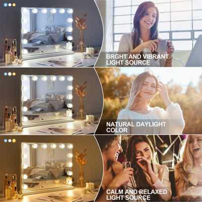 VANITII GLOBAL Hollywood Vanity Make Up Mirror with Lights 50x40 CM Light Up Tabletop Wall