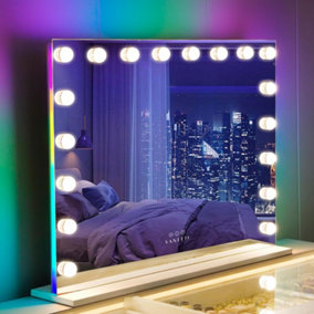 VANITII GLOBAL Hollywood Vanity Make Up Mirror with Lights RGB Backlit Light Up Tabletop Wall