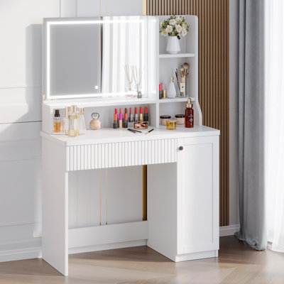 Vanity desk with led mirror hotsell