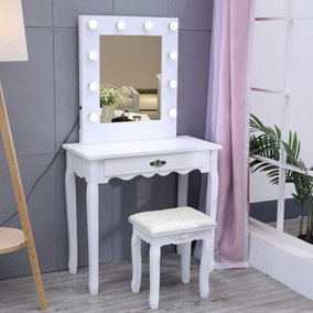 Vanity Dressing Table Mirror Desk with LED Makeup Vanity Mirror Without Stool