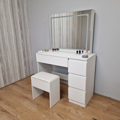 Vanity Fantasy Dressing Table with Drawers LED Mirror and Stool