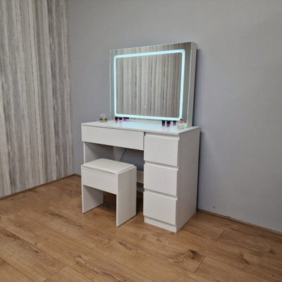 Vanity Fantasy Dressing Table with Drawers LED Mirror and Stool