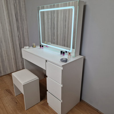 Vanity Fantasy Dressing Table with Drawers LED Mirror and Stool
