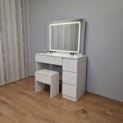 Vanity Fantasy Dressing Table with Drawers LED Mirror and Stool