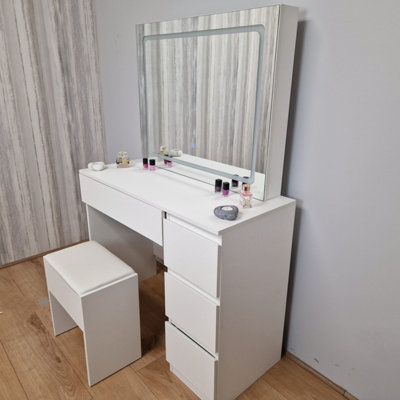 Vanity Fantasy Dressing Table with Drawers LED Mirror and Stool