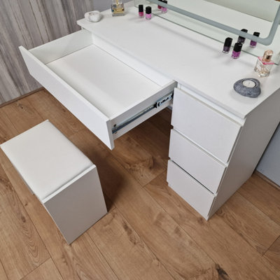 Vanity Fantasy Dressing Table with Drawers LED Mirror and Stool