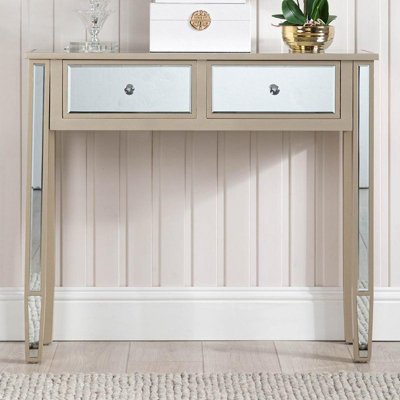Vanity Living 2 Drawer Console Table for Hallway Living Room Furniture, 90cm Slim Entry Hall Table Cabinet