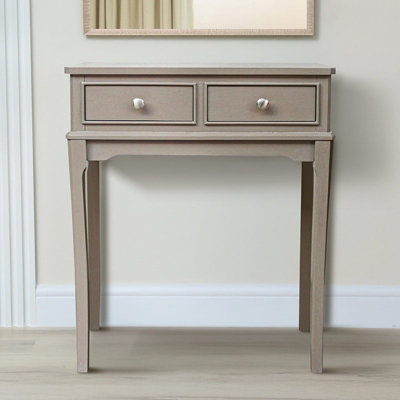Vanity Living 60cm Black Wooden Console Table For Living Room, 2 Drawers Slim Entry Hallway Table With Shelf Space