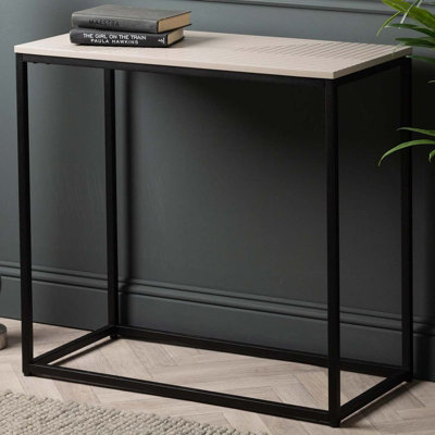 Vanity Living 85cm Console Table for Living Room Furniture, Metal Entryway Table with Wooden Top