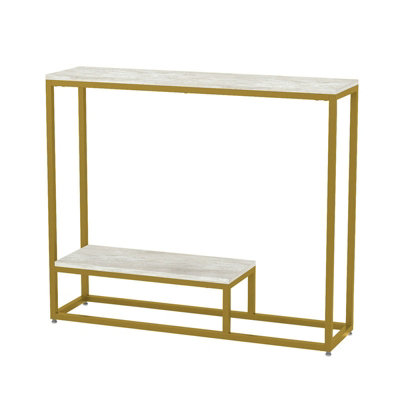 Vanity Living 90cm Console Table for Living Room Furniture, 1 Tier Hallway Table in Gold Finish