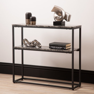 Vanity Living 90cm Metal Console Table For Living Room Furniture, 2 Tier Hallway Table