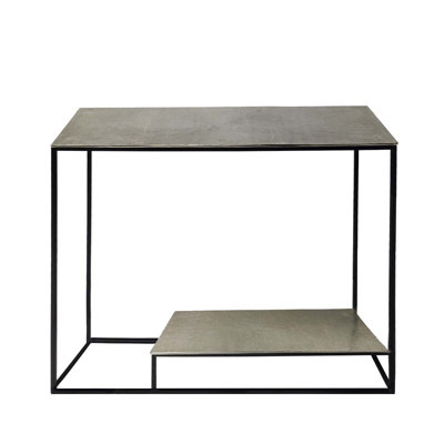 Vanity Living 95cm Marble Console Table, Modern Hallway & Entryway Table with Stainless Steel Base