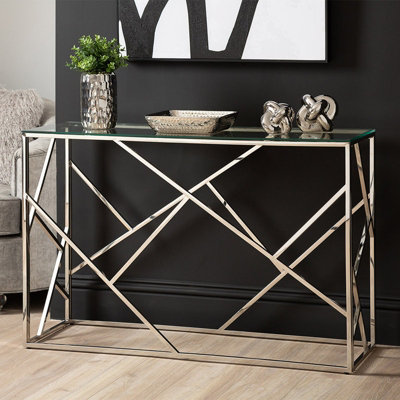 Vanity Living Courtlyn 120cm Console Table for Hallway Living Room Furniture, Slim Metal Entryway Table