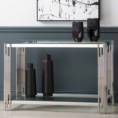 Vanity Living Slim Console Table, Entryway & Hallway Table with Shelf