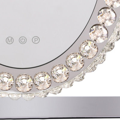 Vanity Makeup Mirror with Lights Large Oval Crystal Lighted Mirror for Bedroom