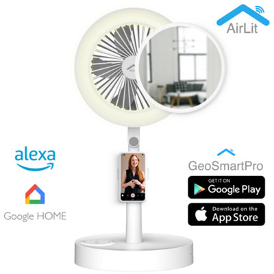 Vanity Mirror, Fan & Light - Portable & Smart with Adjustable Height