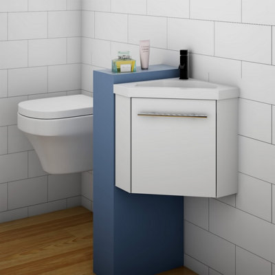 Vanity Unit Basin Corner 395mm Wall Hung Matte White Resin Sink
