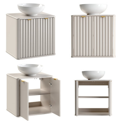 Vanity Unit with Basin Wall Hung Bathroom 600mm Countertop Cabinet ...