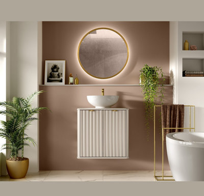 Vanity Unit with Basin Wall Hung Bathroom 600mm Countertop Cabinet ...