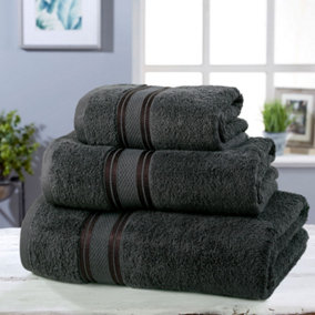 Vantona -  Charcoal Plain Bath Towel - Soft Towel for Bathroom