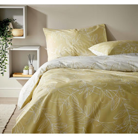 Vantona - Linear Leaves Yellow Floral Bedding Set - Single